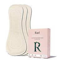 Rael Organic Reusable Bladder Pads - Thin Cloth Pads, Leak Free, Washing Machine Safe Menstrual Pantyliner, Set of 3 (Overnight, Natural)