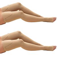 Truform Anti-Embolism 18 mmHg Thigh Length Open Toe Stockings White, Small, 2 Count