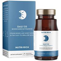 Daily Vitamin D by Nutri-Rich - D3 2,000 IU (50 mcg) for Improved Mood, Healthy Strong Bones & Better Immunity, Soy Free (30 Softgels)