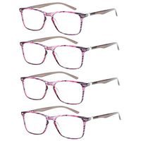 Reading Glasses set of 4 Great Value Spring Hinge Colorful Readers Men and Women Glasses for Reading (4 Purple Stripe, 2.75)