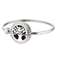 JAOYU Aromatherapy Bracelet Essential Oil Diffuser Cuff Bangle Stainless Steel Lockets for Women - Tree Of Life Jewelry - Birthday Friendship Gifts
