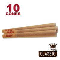RAW 10 Classic King Size Cones - W Gallery Scoop Sticker - Discreet Box - Pure Hemp 109mm Pre Rolled Cones - 26mm Filter Tips - Natural Brown Unbleached Unrefined Rolling Papers - Bulk Pack Bundle