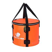 LIOOBO Multifunctional Collapsible Portable Travel Outdoor Bucket Water Storage Container with Handle for Fishing Camping Hiking Washing (Orange) 40x30cm