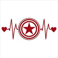 CCI Captain America Heartbeat Decal Vinyl Sticker|Cars Trucks Vans Walls Laptop| RED |6.5 x 2.75 in|CCI1599