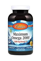 Carlson - Maximum Omega 2000, 2000 mg Omega-3 Fatty Acids, EPA and DHA, Wild-Caught, Norwegian Fish Oil Supplement, Omega 3 Fish Oil, Sustainably Sourced Fish Oil Capsules, Lemon, 180 Softgels
