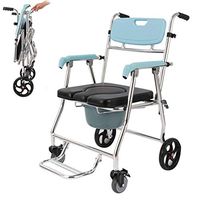 JYKOS Portable Medical Aid Mobility Commode, Folding Bath Chair Tiltable backrest, Toilet Foldable Chair Bath Shower Seat for Elderly Handicapped Hospital Wheeled Aluminum Alloy Medical Chair