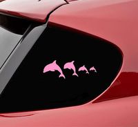 Slap-Art Dolphin Stick Family Love Vinyl Decal Sticker (Soft Pink)