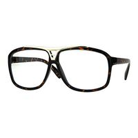 Mens Classic 80s Geeky Nerd Plastic Racer Pilots Eye Glasses Tortoise Gold