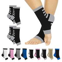 TruCompress Foot Compression Sleeve (2 Pairs) 20-30mmHg - Men, Women Arthritis Plantar Fasciitis Socks for High Arch, Heel Spur Support - Toe Wrap, Runner Leg Circulation Pain Relief, Ankle Splint