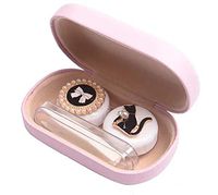 Cute Contact Lens Cases, Cat Contact Lens Soak Storage Box, Portable Pink Contact Lens Holder with Tweezers for Travel Kit (Pink Case Cat)