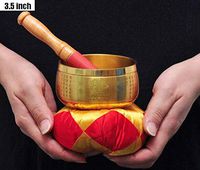 WANG XIAO Tibetan Singing Bowl Set,Meditation Promotes Peace Chakra Healing Buddhist Bowl Bell Handmade Zen Spiritual Gift,3.5inch
