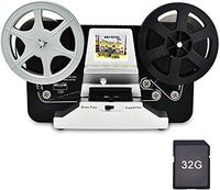 8mm Roll Film & Super8 Roll Film Reels(5"&3") Digital Video Scanner and Movie Digitizer with 2.4" LCD, Black (Film2Digital MovieMaker) with 32 GB SD Card