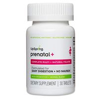 UpSpring Baby Prenatal+ Multivitamin with Natural Folate, Iron and Probiotics, Easy on Digestion, 30 Count, Easy to Swallow Tablets