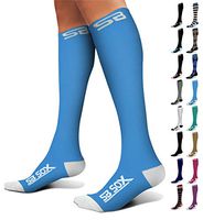 SB SOX Compression Socks (20-30mmHg) for Men & Women - Best Stockings for Running, Medical, Athletic, Edema, Diabetic, Varicose Veins, Travel, Pregnancy, Shin Splints (Blue/White, Medium)