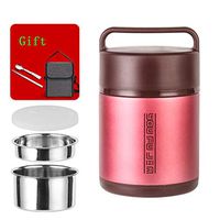 Home big wrist Bento Box 304 Stainless Steel Vacuum Lunch Box Female Students Multi-Layer Portable Super Long Insulation Portable Barrel Metal 1.6L1.8L2L Pink Decorative hotel retro soup bowl