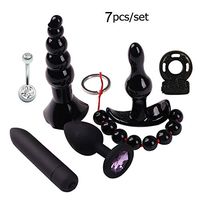 zhangwei Women Men Waterproof Adult Health Six Toys 4pcs/Set Silicone Amal Plug B-útt Plug Vibratoe for Couples (Black B)