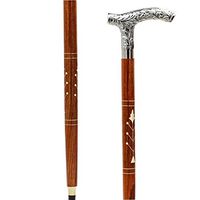 Premium Chromed Deluxe Walking Sticks | Rosewood Crafted Walking Cane with Solid Brass Chrome Decorative Bars | Walking Canes & Crutches | Nagina International (Starry Bar, 36 Inches)