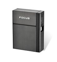 RONSHIN Portable Plastic & Aluminum Cigarettes Box Case with Lighter Business Men Removable USB Charging Lighter Can Hold 20 Cigarettes Black