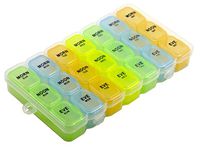 Pill Organizer Box Weekly Case, Medicine Organizer, Vitamin Organizer, Reminder Daily Am PM, Day Night Compartments 7 Days (Weekly 3 Compartment) 828