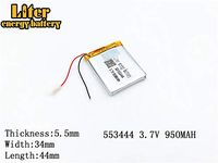 3.7V 950mAh 553444 Lithium Polymer Ion Rechargeable Battery Lithium Polymer Li-Po Battery for MP4 GPS MP3 Bluetooth Stereo DIY Gift