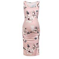 QIUUE Women Fashion Women Pregnants Dress, Ladies Maternity Dresses Pregnants Sexy Props Off Shoulders Maternity Nursing Dress Short Sleeve Maxi Dress (Pink, L)