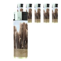 Butane Refillable Electronic Lighter Set of 5 Pieces Elephant Design-003