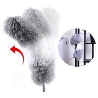 CLEANHOME Long Microfiber Duster Adjustable with Telescoping Pole(Stainless Steel) Reaches 96 inches,with Washable Bendable Head,Duster for Cleaning Ceiling Fan,High Ceiling,Car,Furniture,Cobweb