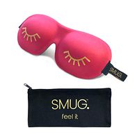 SMUG Eyelash Friendly Contoured 3D Blackout Beauty Sleep Mask/Eye Mask Set with Storage Bag, Pink Wink Print