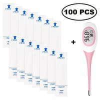 Digital LCD Thermometer with 100pcs Disposable Protector Refill Cap Lens Filters for Digital Thermometers,Sterile & Sanitary for Kids&Adults