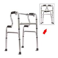 Elderly Walker, Portable Folding Height-Adjustable Aluminum Disabled Walking Frame, Four-Legged Walking Stick,WithoutWheels