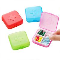 IFY 4PCS Portable 4 Slots Capsules Cross Pill Case Box,Random Color
