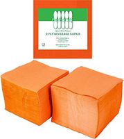 Perfectware 2 Ply Orange-200 Orange Beverage Napkin Package of 200ct- 2-Ply, 2.5" Height, 5" Width, 10" Length (Pack of 200)