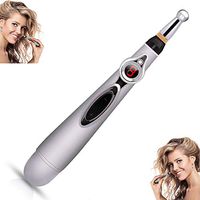 3 Massage Head Electronic Acupuncture Pen Electronic Meridian Energy Body Massager Pain Relief Treatment Instrument Neuromuscular Pain Waterproof (Silver)