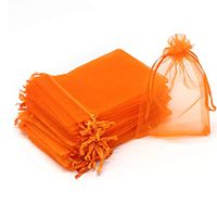 Dealglad 100pcs Drawstring Organza Jewelry Candy Pouch Party Wedding Favor Gift Bags (4x6, Orange)