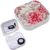Portable Contact Lens Case Box Travel Kit Mirror + Bottle + Tweezers Container Holder [ Watercolor Flowers ]