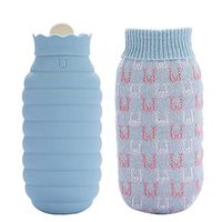 YUN Silicone Hot Water Bottle Female Student Injection Water Hand Warmer Mini Water with Carry Three Colors Optional (Color : Blue)