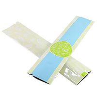 Pack of 100 Long Stick Pack Open Top Filling Food Safe Packaging Bags (1.4" x 6.3", Glossy Blue w/Round Design)