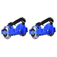ZJchao Flashing Heel Wheel, SkatingWheel Heel Roller Easy-on Heel Skates with Adjustable Strap Flash(Blue)