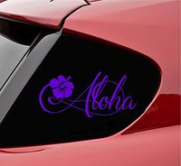 Slap-Art Hibiscus Aloha Vinyl Decal Sticker (Purple)