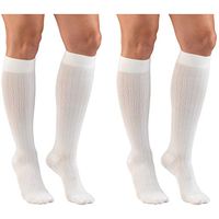 Truform Women's Fit Compression Socks, Rib Knit Pattern, 15-20 mmHg, White, Medium (Pack of 2)