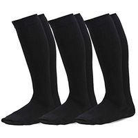 TeeHee Microfiber Compression Knee High Socks with Rib 3-Pack (Medium (9-11), Black)
