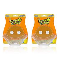 Scrub Daddy Sponge Caddy - Universal Self Draining Sponge Holder with Convenient Storage, Dual Non-Slip Suction Cups, Easy to Clean, Smart Storage, Keeps Counters Clean, Dishwasher Safe- 1ct (2 Pack)