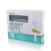 POSATE Heavy-Weight Plastic Forks, Durable, Disposable,White，Box of 100