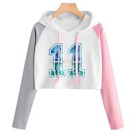 Meikosks Ladies Long Sleeve Short Hoody Sweatshirts Patchwork Hoodies Cute Shirt Casual Top with Hat