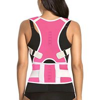 Thoracic Back Brace Posture Corrector - Magnetic Support for Neck Shoulder Upper and Lower Back Pain Relief - Perfect Posture Brace for Cervical Lumbar Spine - Fully Adjustable Belt (Pink, Small)