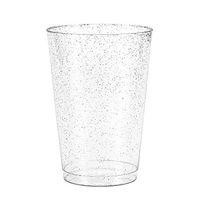 50 Silver Glitter Clear Hard Plastic Cups | 12 oz. Fancy Disposable Wedding Tumblers for Party & Wedding (50-Pack) by Bloomingoods