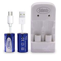 CR2 3V 300Mah Rechargeable Battery 2Pcs with USB Charger Lithium Battery CR2 3Volt CR15H270 CR15266 CR15270 (Cr2 3v Charger (2pcs Batteries))