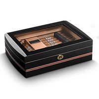 CIGARLOONG Desktop Humidor Luxury High Gloss Piano Lacquer Spanish Cedar Interior Cigar Box