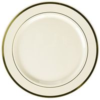 amscan Premium Plastic Plates | Cream w/ Prismatic Gold Border | 12" | Pack of 10 | Party Supply