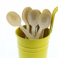 AmerCare Champagne Heavy Weight Polystyrene Soup Spoons with Retail Packaging, Case of 1000